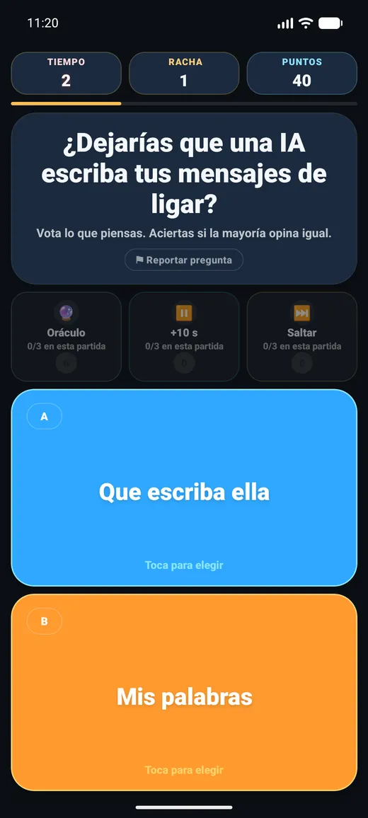 Captura de Picksy: votando un dilema en el juego